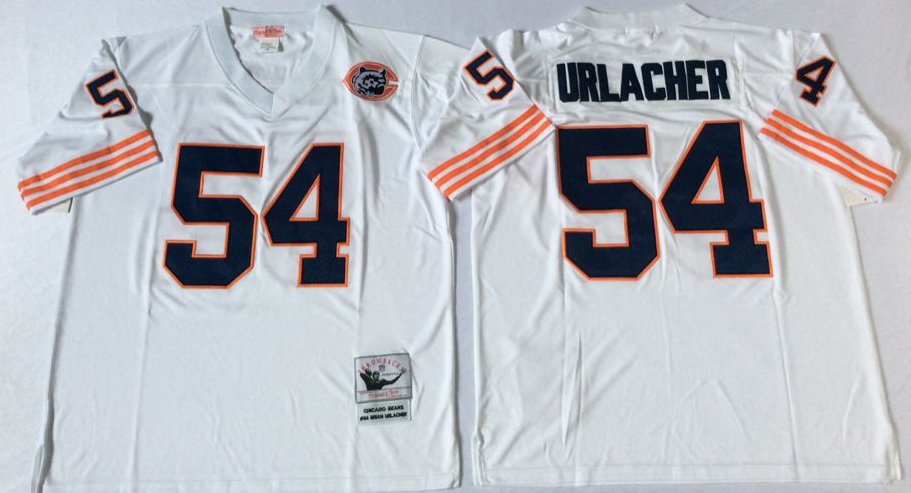 Men NFL Chicago Bears 54 Urlacher white style #2 Mitchell Ness jerseys->chicago bears->NFL Jersey